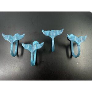 4-Whale Tail Design Metal Wall Hanging Hat Coat Key Hole Mount (B-2)